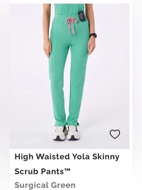 High Waisted Yola Skinny Scrub Pants - Surgical Green MT, Montex top in M